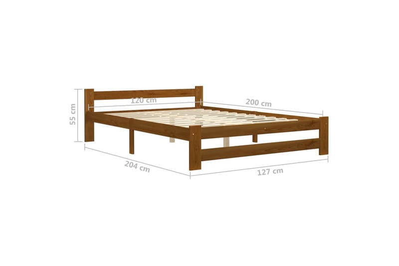 Sengeramme honningbrun heltre furu 120x200 cm - Brun - Møbler - Senger - Sengeramme & sengestamme