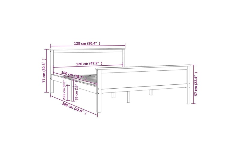 Sengeramme honningbrun heltre furu 120x200 cm - Brun - Møbler - Senger - Sengeramme & sengestamme