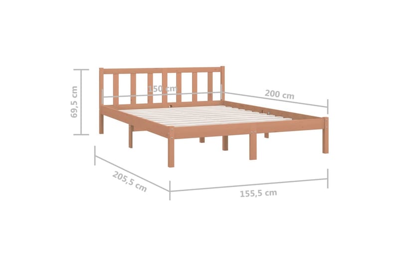 Sengeramme honningbrun heltre furu 150x200 cm UK King - Brun - Møbler - Senger - Sengeramme & sengestamme