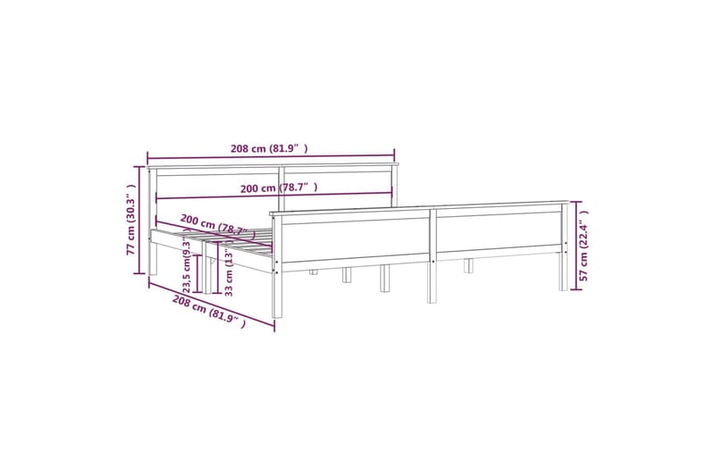 Sengeramme honningbrun heltre furu 200x200 cm - Brun - Møbler - Senger - Sengeramme & sengestamme