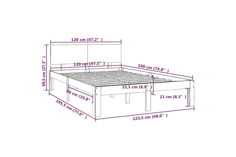 Sengeramme hvit heltre 120x190 cm 4FT Small Double - Hvit - Møbler - Senger - Sengeramme & sengestamme