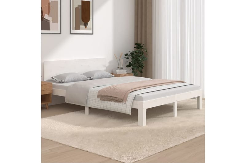 Sengeramme hvit heltre 135x190 cm 4FT6 Double - Hvit - Møbler - Senger - Sengeramme & sengestamme