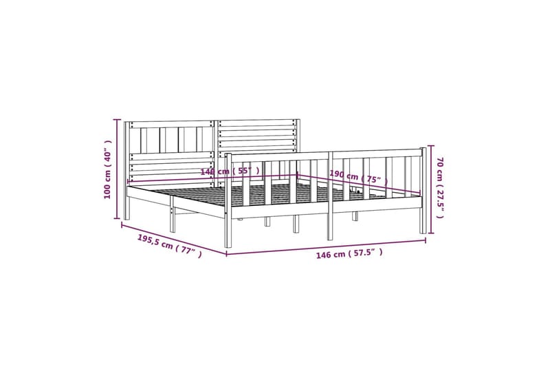 Sengeramme hvit heltre 140x190 cm hvit - Hvit - Møbler - Senger - Sengeramme & sengestamme