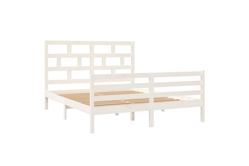 Sengeramme hvit heltre 150x200 cm 5FT King Size - Hvit - Møbler - Senger - Sengeramme & sengestamme