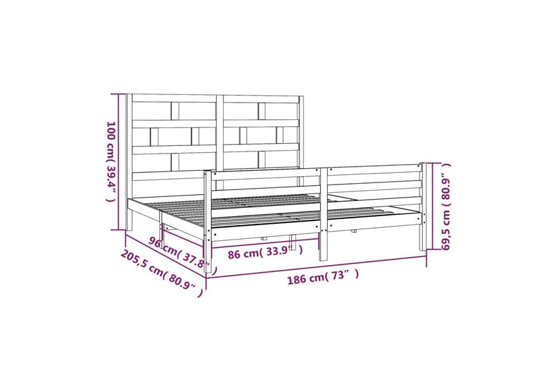 Sengeramme hvit heltre 180x200 cm 6FT Super King - Hvit - Møbler - Senger - Sengeramme & sengestamme