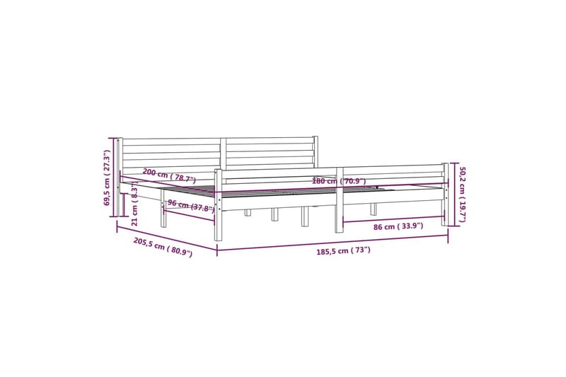 Sengeramme hvit heltre 180x200 cm 6FT Super King - Hvit - Møbler - Senger - Sengeramme & sengestamme