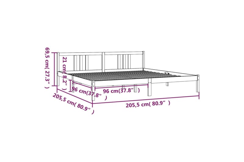 Sengeramme hvit heltre 200x200 cm - Hvit - Møbler - Senger - Sengeramme & sengestamme