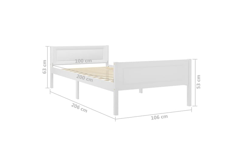 Sengeramme hvit heltre furu 100x200 cm - Hvit - Møbler - Senger - Sengeramme & sengestamme