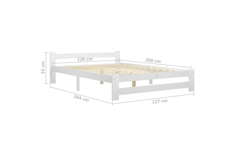 Sengeramme hvit heltre furu 120x200 cm - Hvit - Møbler - Senger - Sengeramme & sengestamme