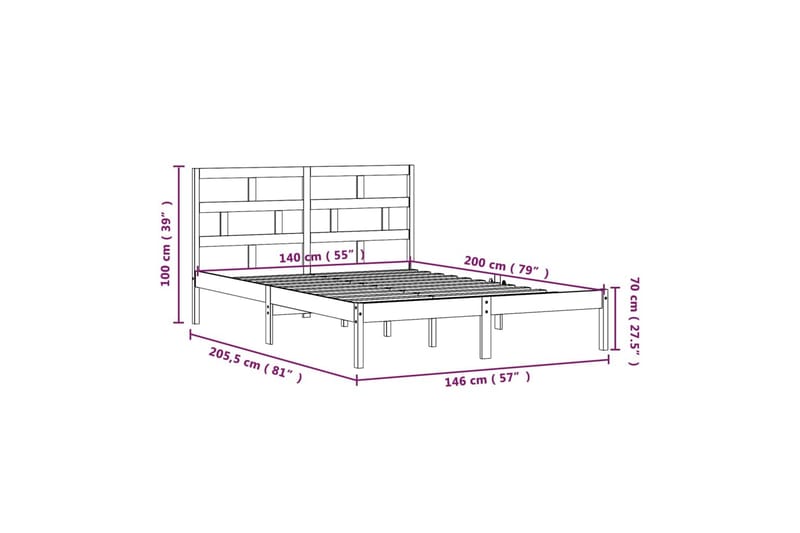 Sengeramme hvit heltre furu 140x200 cm - Hvit - Møbler - Senger - Sengeramme & sengestamme