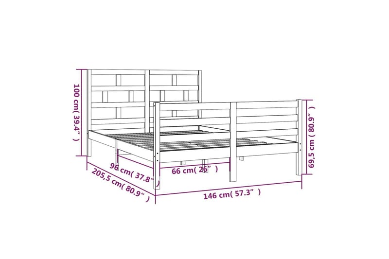 Sengeramme hvit heltre furu 140x200 cm - Hvit - Møbler - Senger - Sengeramme & sengestamme