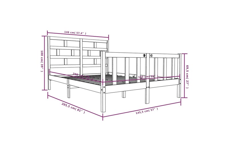 Sengeramme hvit heltre furu 140x200 cm - Hvit - Møbler - Senger - Sengeramme & sengestamme