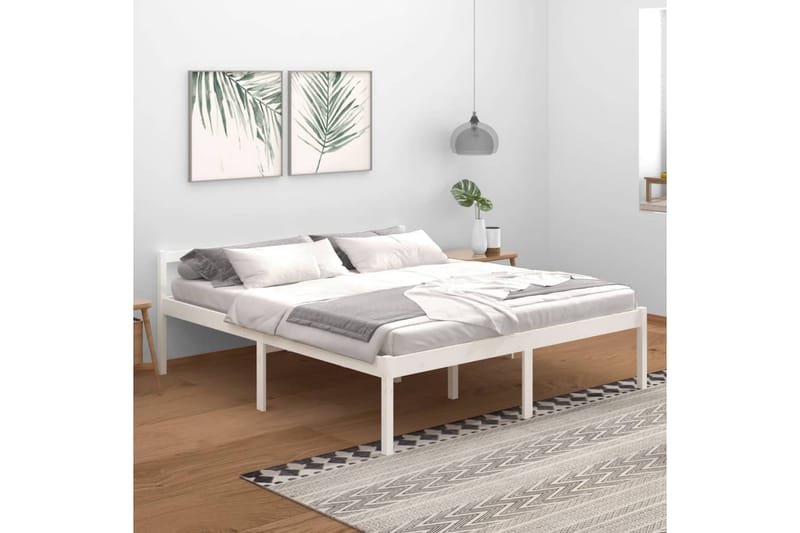 Sengeramme hvit heltre furu 180x200 cm 6FT Super King - Hvit - Møbler - Senger - Sengeramme & sengestamme