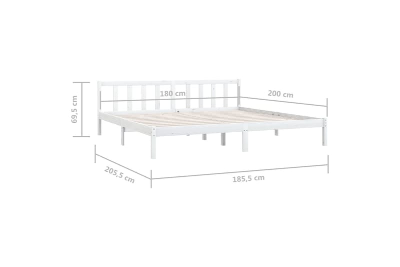 Sengeramme hvit heltre furu 180x200 cm UK Super King - Hvit - Møbler - Senger - Sengeramme & sengestamme