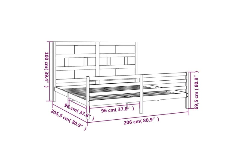 Sengeramme hvit heltre furu 200x200 cm - Hvit - Møbler - Senger - Sengeramme & sengestamme