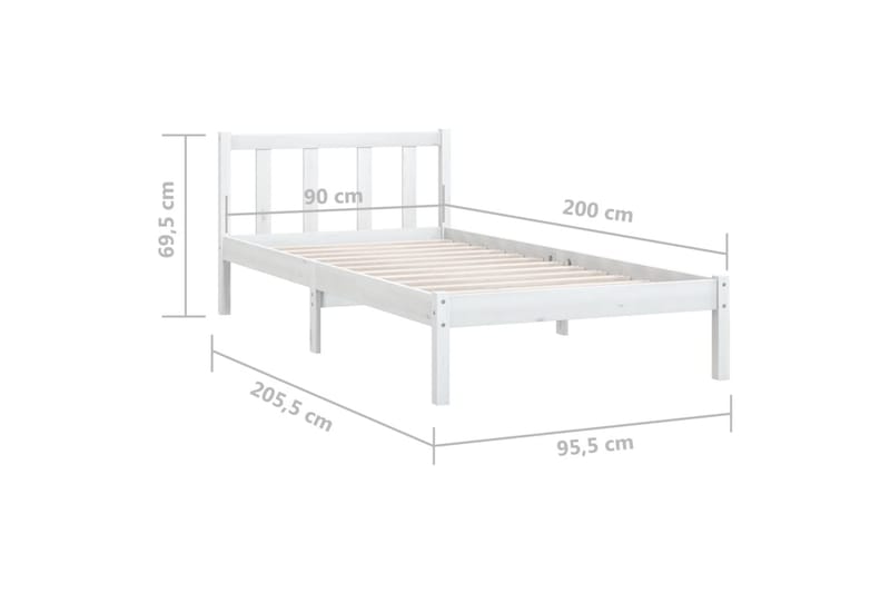 Sengeramme hvit heltre furu 90x200 cm - Hvit - Møbler - Senger - Sengeramme & sengestamme