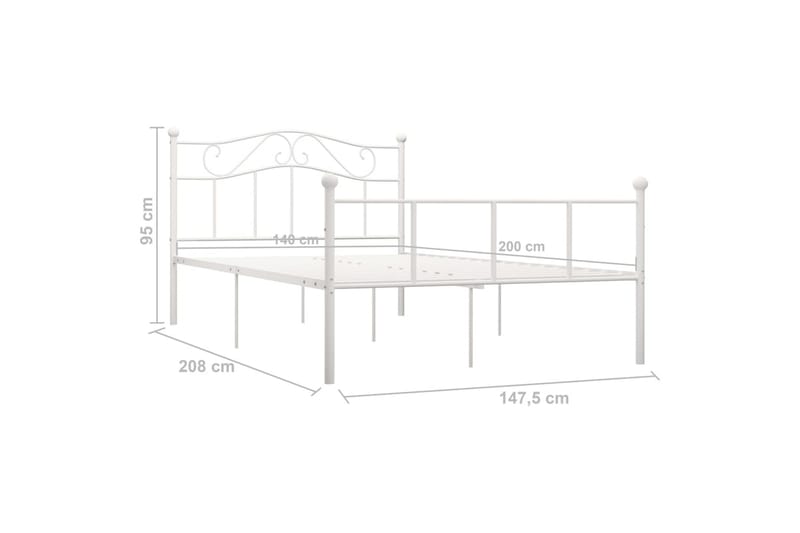 Sengeramme hvit metall 140x200 cm - Møbler - Senger - Sengeramme & sengestamme