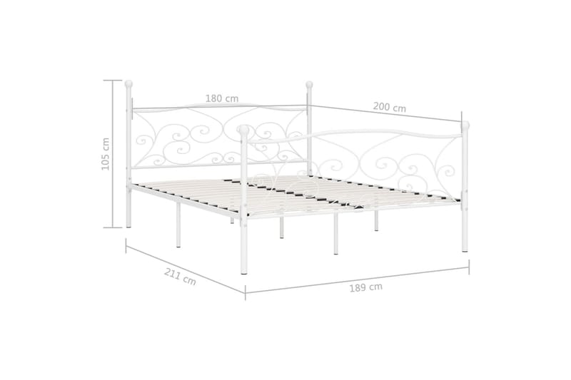 Sengeramme med spilebase hvit metall 180x200 cm - Møbler - Senger - Sengeramme & sengestamme