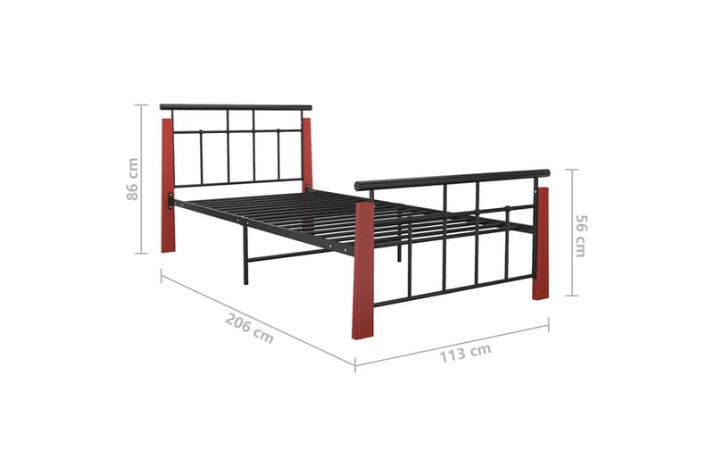 Sengeramme metall og heltre eik 100x200 cm - Svart - Møbler - Senger - Sengeramme & sengestamme