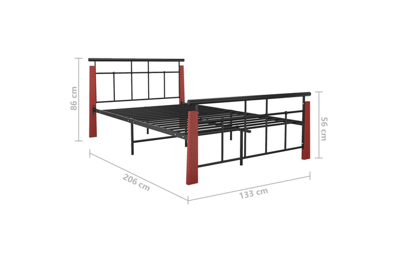 Sengeramme metall og heltre eik 120x200 cm - Svart - Møbler - Senger - Sengeramme & sengestamme