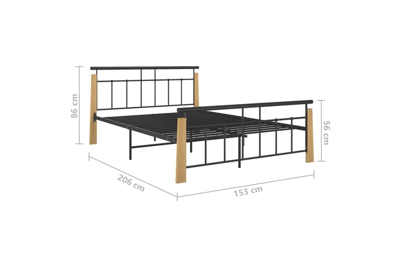 Sengeramme metall og heltre eik 140x200 cm - Svart - Møbler - Senger - Sengeramme & sengestamme