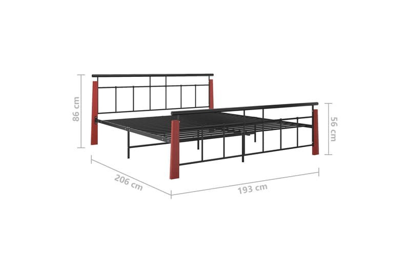 Sengeramme metall og heltre eik 180x200 cm - Svart - Møbler - Senger - Sengeramme & sengestamme