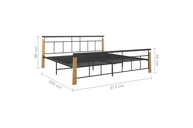 Sengeramme metall og heltre eik 200x200 cm - Svart - Møbler - Senger - Sengeramme & sengestamme