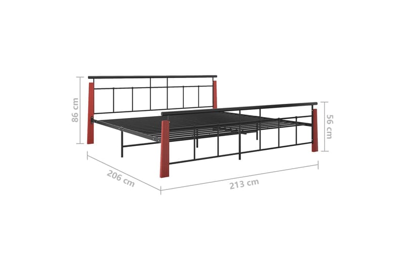 Sengeramme metall og heltre eik 200x200 cm - Svart - Møbler - Senger - Sengeramme & sengestamme