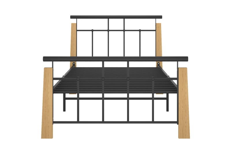 Sengeramme metall og heltre eik 90x200 cm - Svart - Møbler - Senger - Sengeramme & sengestamme