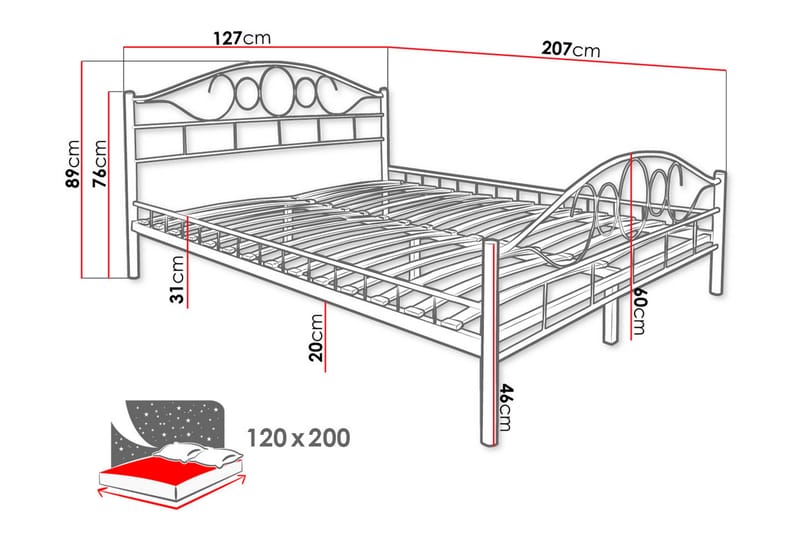 Sengeramme NOREMI 120x200 - Svart - Møbler - Senger - Sengeramme & sengestamme