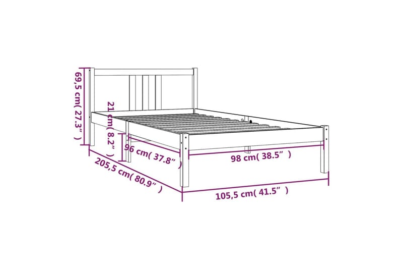 Sengeramme svart heltre 100x200 cm - Svart - Møbler - Senger - Sengeramme & sengestamme