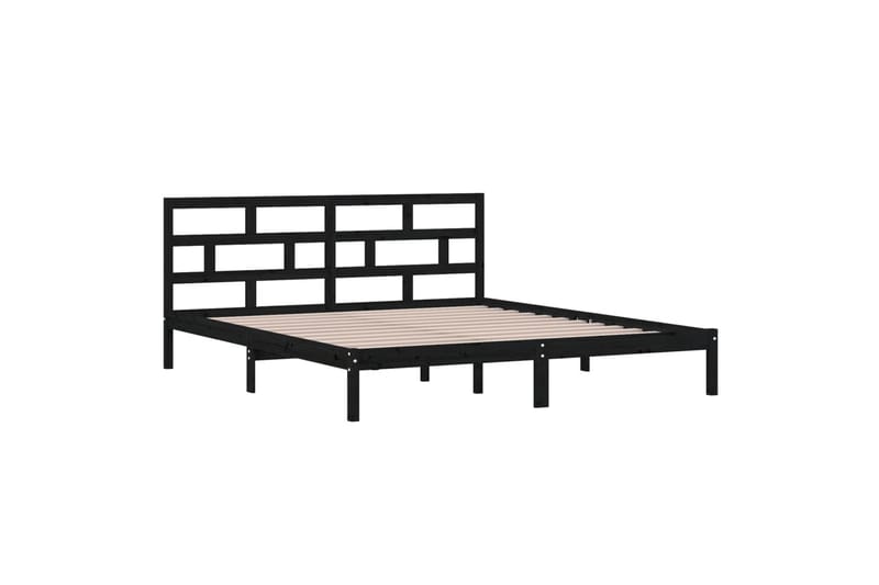 Sengeramme svart heltre 135x190 cm 4FT6 Double - Svart - Møbler - Senger - Sengeramme & sengestamme