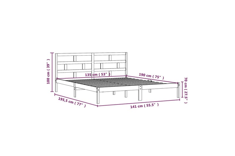 Sengeramme svart heltre 135x190 cm 4FT6 Double - Svart - Møbler - Senger - Sengeramme & sengestamme