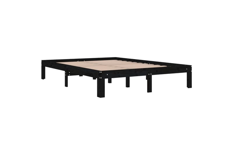 Sengeramme svart heltre 135x190 cm 4FT6 Double - Svart - Møbler - Senger - Sengeramme & sengestamme