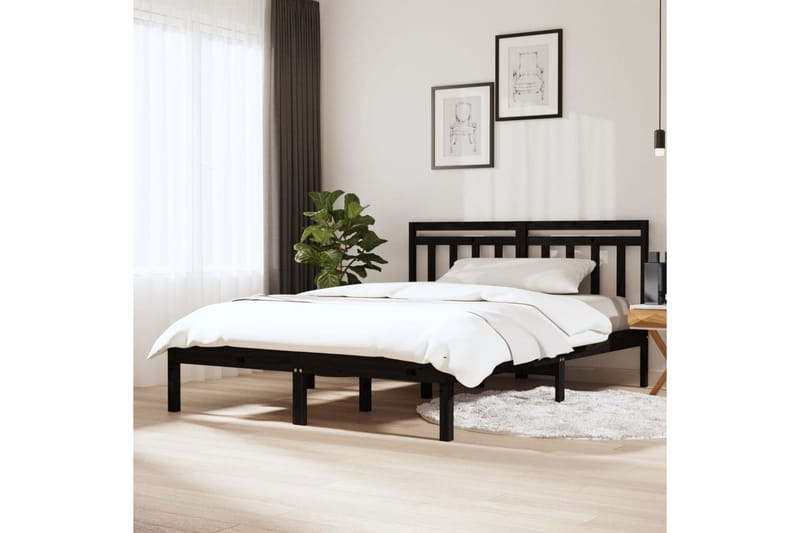 Sengeramme svart heltre 150x200 cm 5FT King Size - Svart - Møbler - Senger - Sengeramme & sengestamme