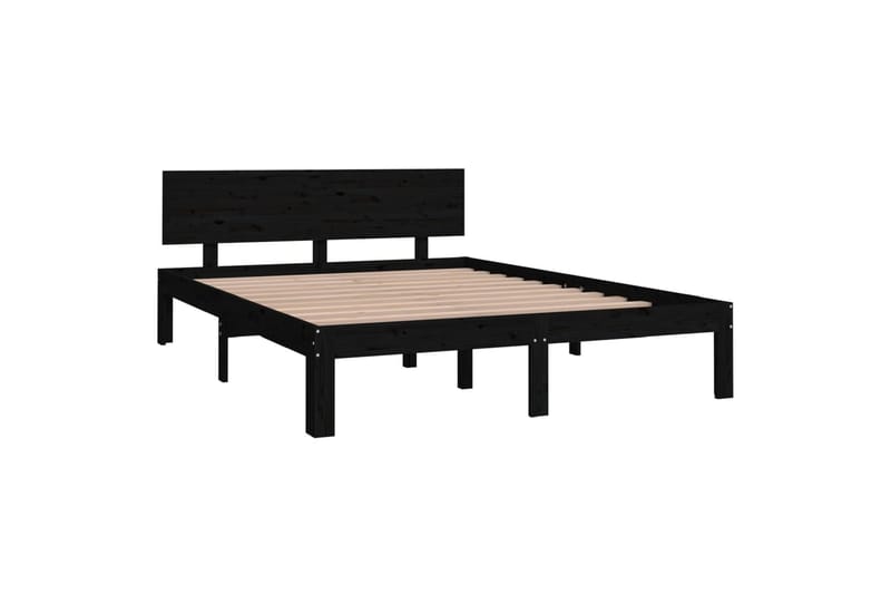 Sengeramme svart heltre 150x200 cm 5FT King Size - Svart - Møbler - Senger - Sengeramme & sengestamme