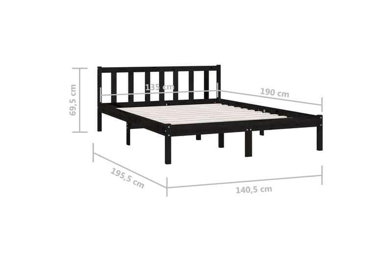 Sengeramme svart heltre furu 135x190 cm UK Double - Svart - Møbler - Senger - Sengeramme & sengestamme