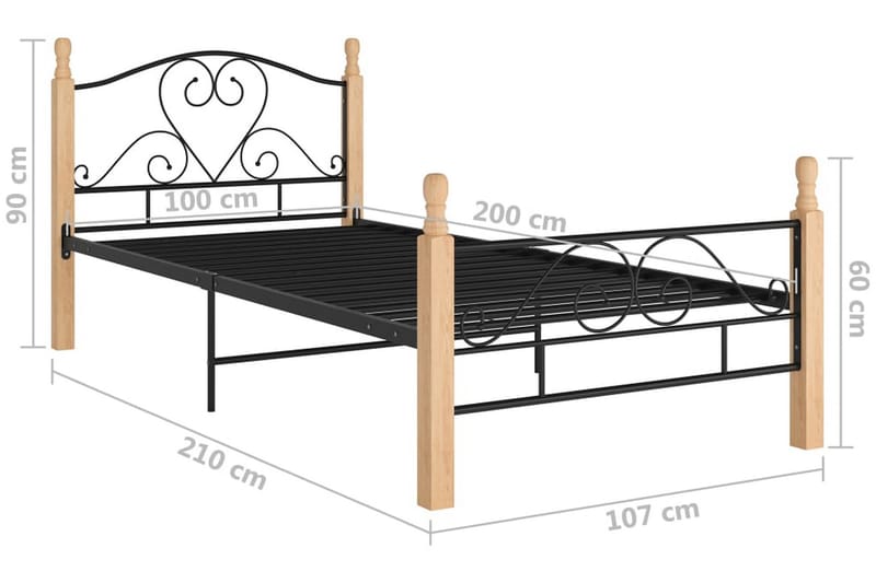 Sengeramme svart metall 100x200 cm - Svart - Møbler - Senger - Sengeramme & sengestamme