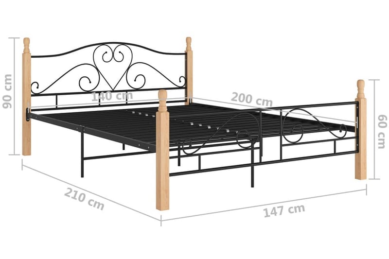 Sengeramme svart metall 140x200 cm - Svart - Møbler - Senger - Sengeramme & sengestamme