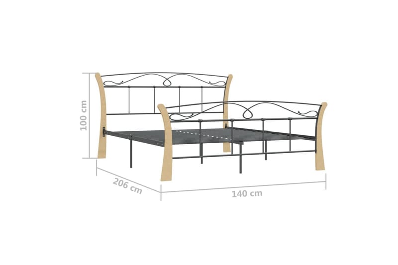 Sengeramme svart metall 140x200 cm - Svart - Møbler - Senger - Sengeramme & sengestamme