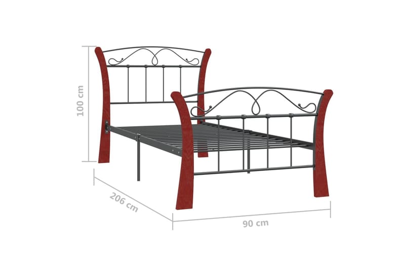 Sengeramme svart metall 90x200 cm - Svart - Møbler - Senger - Sengeramme & sengestamme