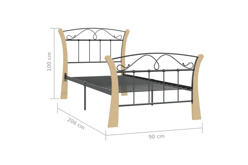 Sengeramme svart metall 90x200 cm - Svart - Møbler - Senger - Sengeramme & sengestamme