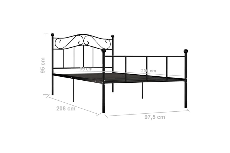 Sengeramme svart metall 90x200 cm - Møbler - Senger - Sengeramme & sengestamme