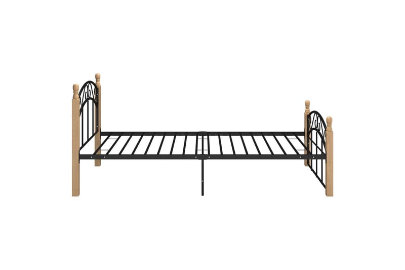 Sengeramme svart metall og heltre eik 100x200 cm - Svart - Møbler - Senger - Sengeramme & sengestamme