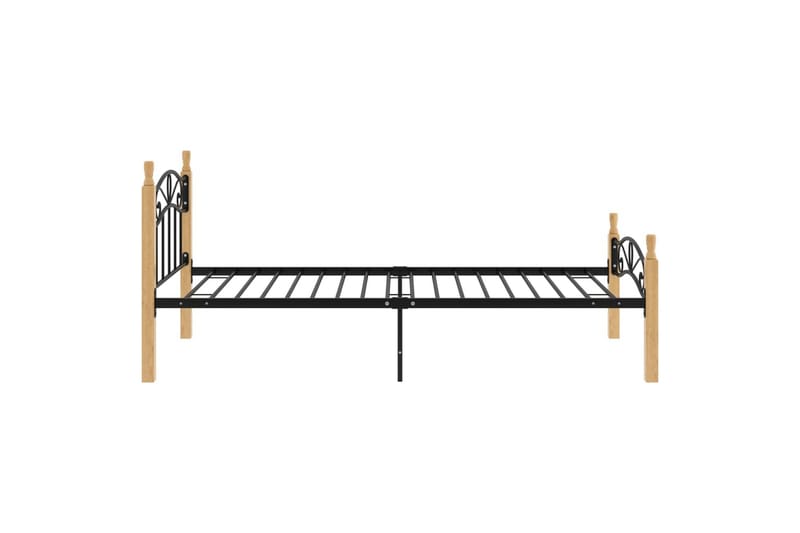 Sengeramme svart metall og heltre eik 100x200 cm - Svart - Møbler - Senger - Sengeramme & sengestamme