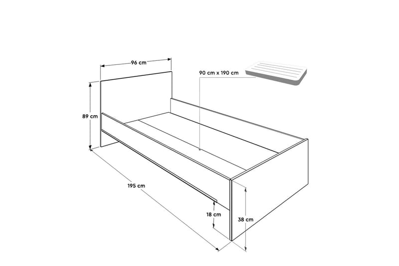 Single Bedstead Hvit - Møbler - Senger - Sengeramme & sengestamme