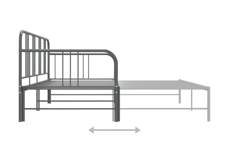 Uttrekkbar ramme til sovesofa grå metall 90x200 cm - Grå - Møbler - Senger - Sengeramme & sengestamme