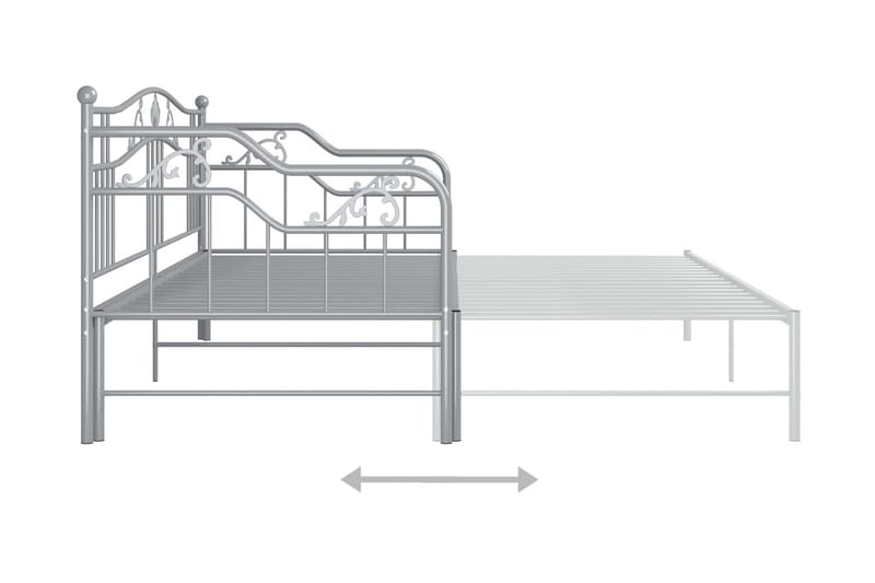 Uttrekkbar ramme til sovesofa grå metall 90x200 cm - Grå - Møbler - Senger - Sengeramme & sengestamme