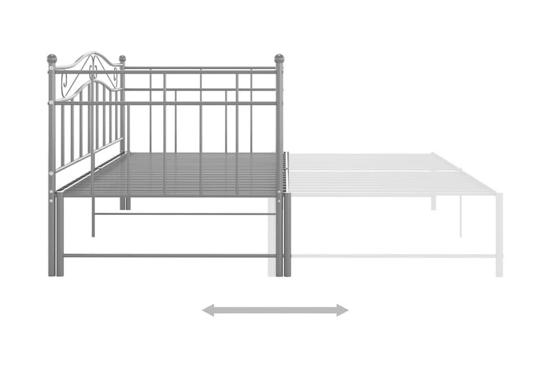 Uttrekkbar ramme til sovesofa grå metall 90x200 cm - Grå - Møbler - Senger - Sengeramme & sengestamme