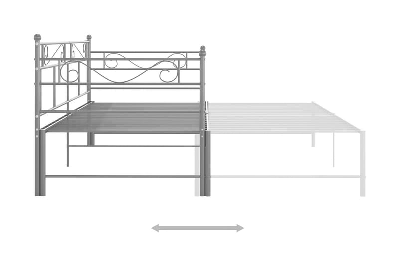 Uttrekkbar ramme til sovesofa grå metall 90x200 cm - Grå - Møbler - Senger - Sengeramme & sengestamme